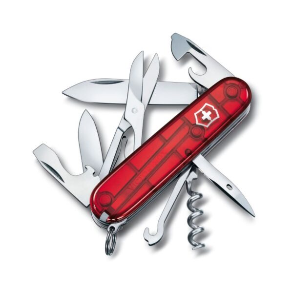 Briceag multifunctional Victorinox Climber, rosu transparent.